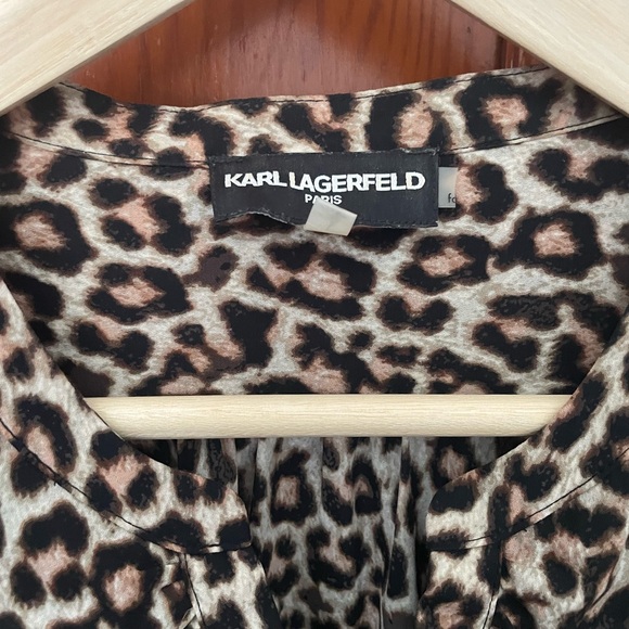 Karl Lagerfeld Leopard Print Ruffle Blouse - Picture 3 of 3
